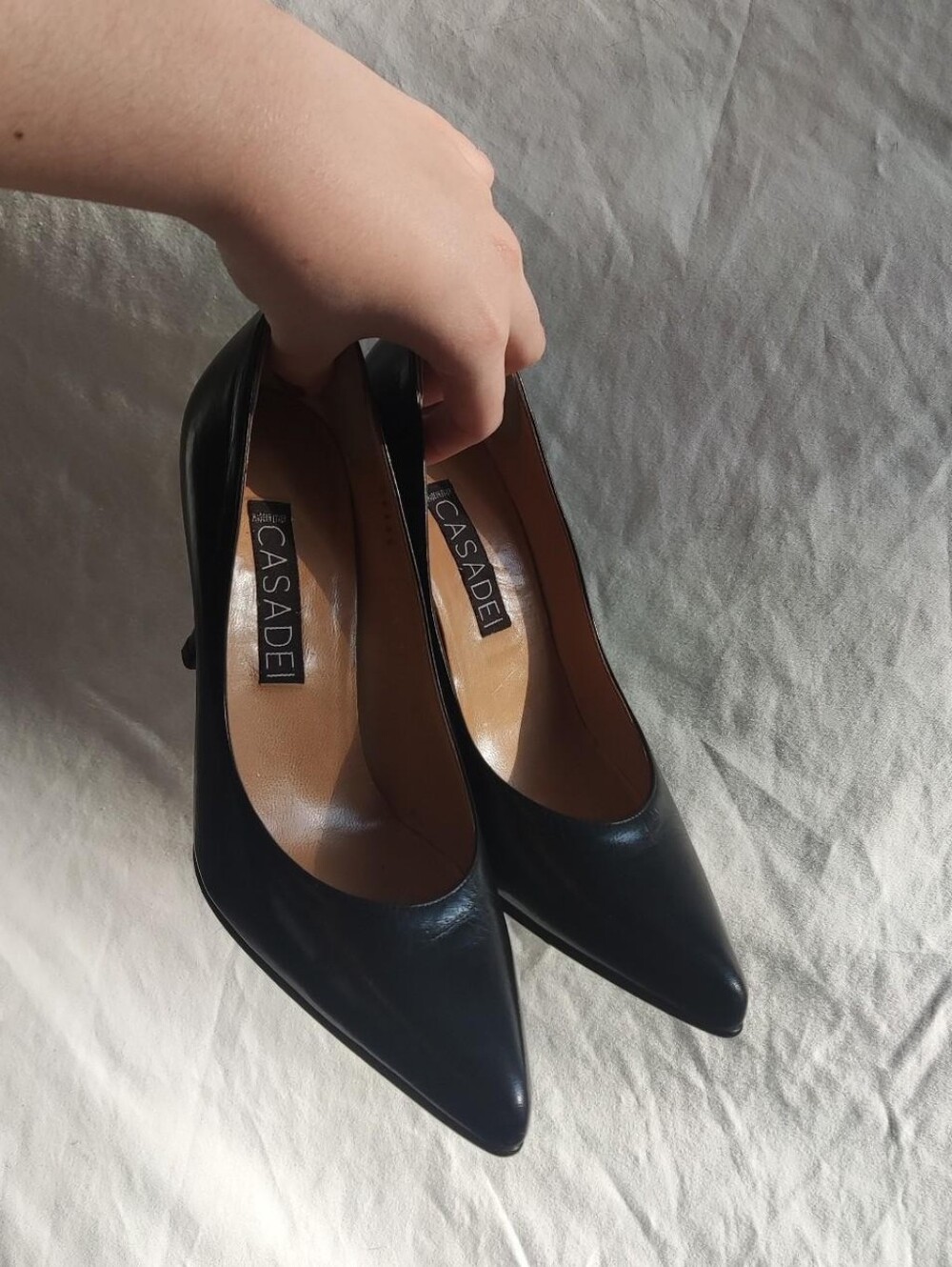 Black Leather Casadei pumps